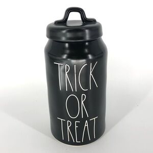 Rae Dunn 2019 Trick Or Treat Canister Black Halloween Decor Large Letter Rare OG